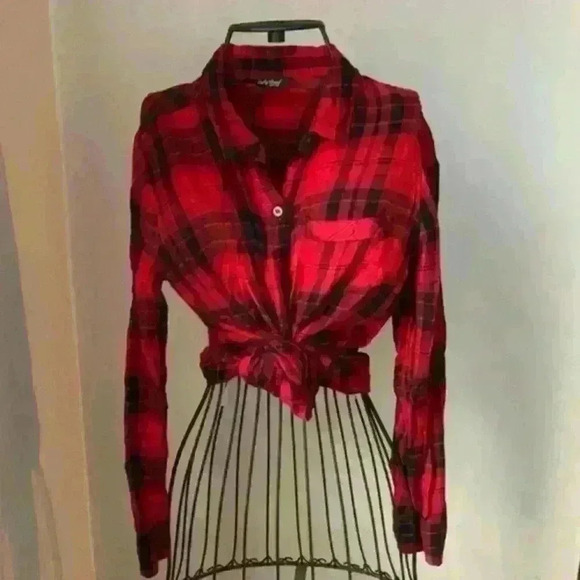 Tops - Lycky brand plaid Flannel Shirt Button Front Long Sleeve Womens size s